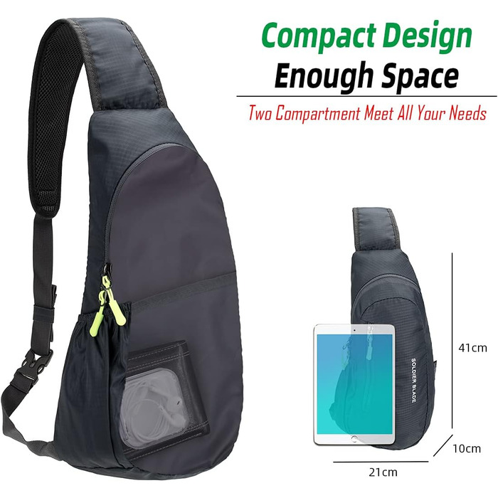 Водонепроникна нагрудна сумка-рюкзак з нейлону Gisdanchz для спорту та подорожей (сіра, 41x21x10 см)