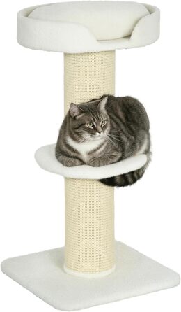 Кігтеточка PawHut 91 см для котів: багатоповерхова з сизалю, платформа, подушка, кремово-білий котячий оргнайзер
