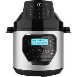 Cecotec Programmable Pot with Air Fryer and GM H Deluxe Fry Multifunction Kitchen Machine. 6 Liters, Forward Lid, Programmable, 24-Hour Temperature Adjustable Model H Deluxe Fry