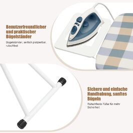 Відкидна дошка для прасування 110 x 38 x 64-77 см, 6 положень по висоті, антиковзні гумові ніжки, бавовняний чохол з підставкою для праски, універсальна, білий квадратний візерунок, жовто-зелений