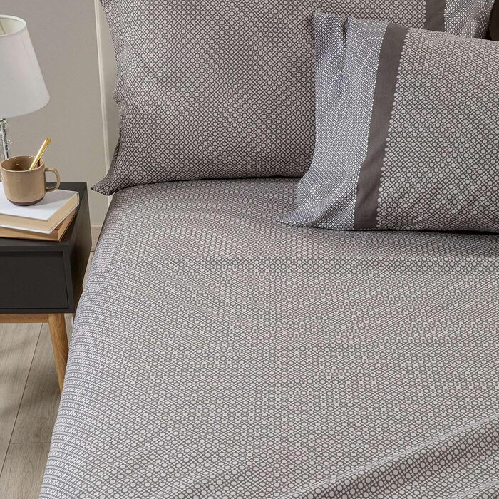 Caleffi - Bedding Set for Double Bed made of 100% Cotton, 240 x 280 cm, Fitted Sheet for Double Bed, Mattress Protector 180 x 200 cm, for Mattress with a Height of 25 cm, 2 Pillowcases 50 x 80