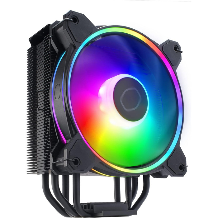 Cooler Master Hyper 212 Halo: Кулер для CPU з RGB підсвічуванням, чорний, LGA1700 & AM5, 4 теплові трубки