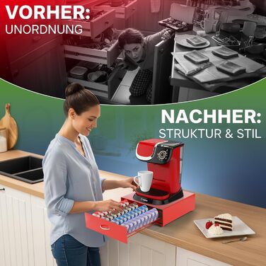 Тримач для капсул Tassimo Prodiumart – елегантний диспенсер на 64 капсули (червоний)