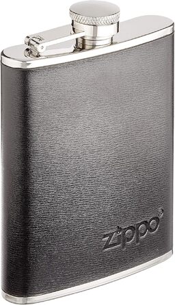 Фляга Zippo з нержавіючої сталі в шкіряному чохлі, 177 мл, колір мокко — ідеальна для походів та активного відпочинку