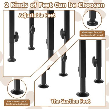 Підставка для миски для собак з підставкою для лап, регульована по висоті (15-26 см), металева, для води та корму, для маленьких, середніх та великих собак (лише стійка)