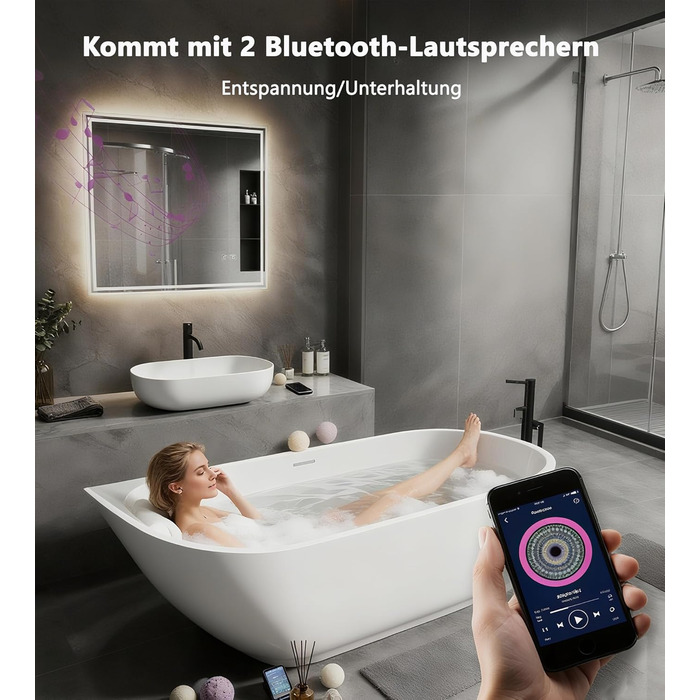 Дзеркало для ванної кімнати SVNR з підсвічуванням 40x60 см, LED, алюмінієва рама, захисне скло, IP44, 3 кольори світла, антизапарник