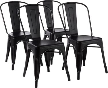 Набір з 4 стільців Amazon Basics Bistro, металеві, чорні, 51x43x85 см - для кухні та вулиці