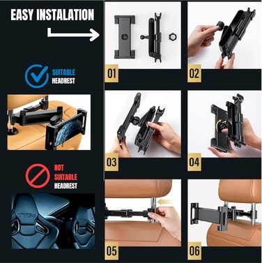 Тримач для планшета та смартфона в автомобіль MAGIC SELECT (2 шт.), універсальне кріплення на підголівник, поворот на 360°, для пристроїв від 4.4 до 11 дюймів (S0965)