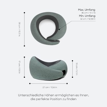 Подушка для шиї Ostrichpillow Go з Memory Foam, ергономічний дизайн, зручна сумка, знімний чохол (Green Moss)