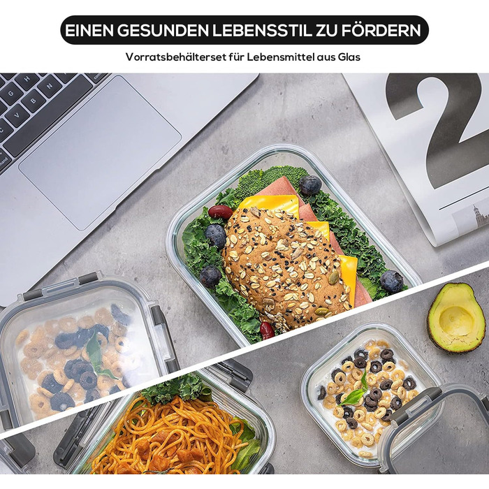 Набір контейнерів для зберігання Fenger Glas з кришкою (10 шт.) - герметичні, BPA-free, для холодильника та мікрохвильовки