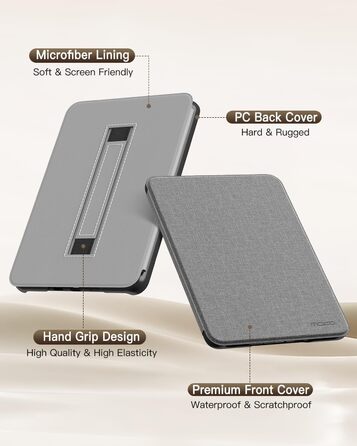 Чохол MoKo для Kindle Paperwhite (12-те покоління, 2024) та Kindle Colorsoft Signature Edition (2024), з петлею для руки, авто-ввімкнення/вимкнення, Agave Grün (сірий)