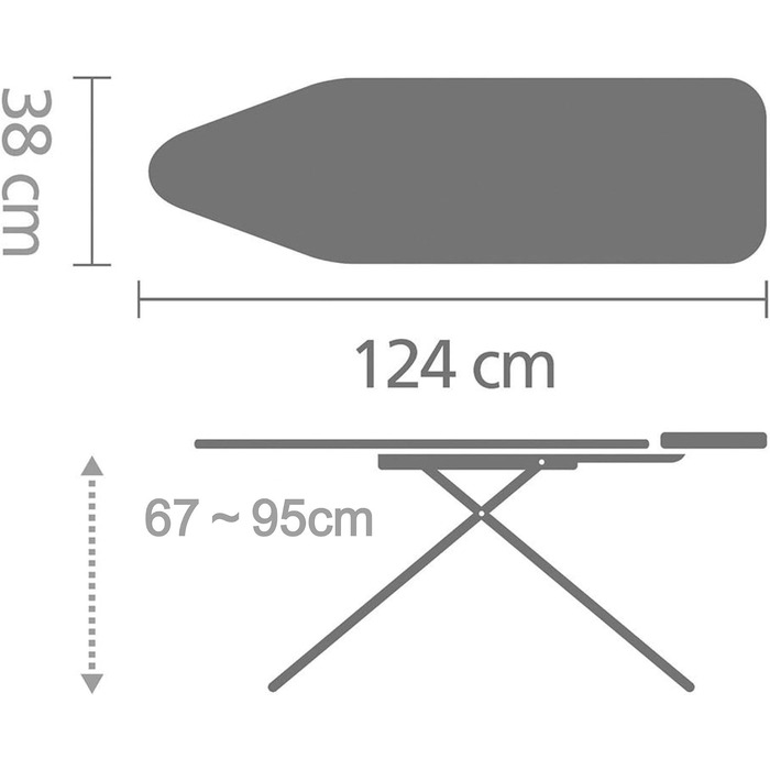 Прасувальна дошка Brabantia Classic з підставкою для праски, колір ecru, 124.5 x 38.1 см