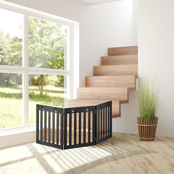 Захисне ворота для собак Relaxdays, 60 x 153 см, чорний, згинається, MDF