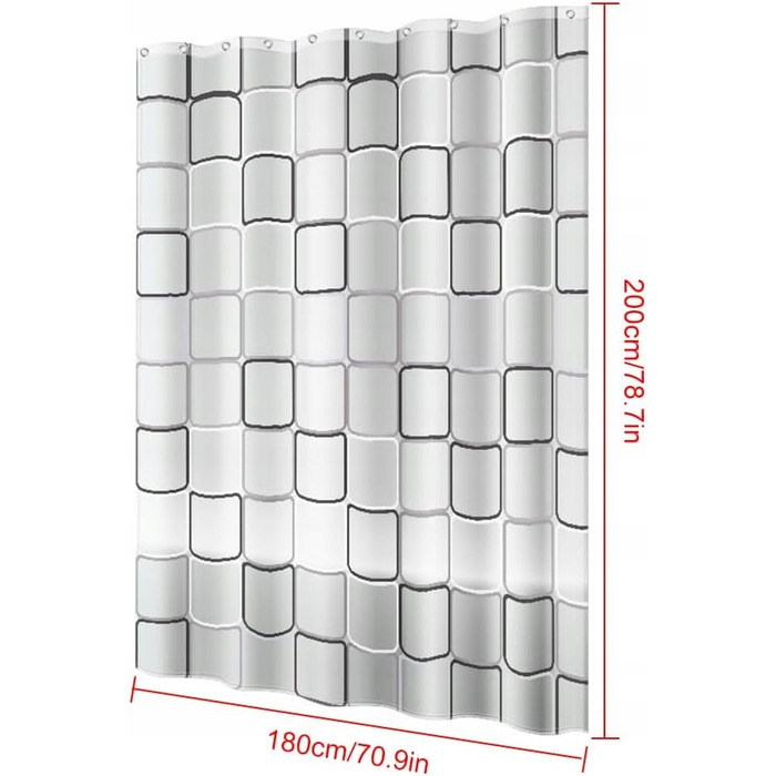 Штора для ванної, водонепроникна штора для душу, 180 x 200 см