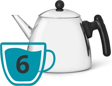 Bredemeijer Classic double-walled stainless steel teapot, 1.2 Liter, black handle