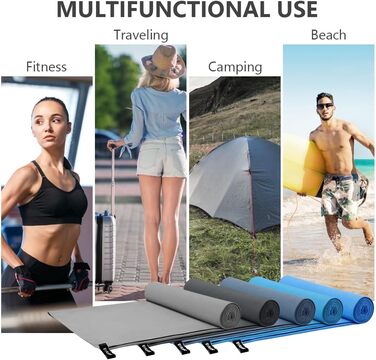 Рушник мікрофібра Flintronic, 200x100 см. Великий пляжний рушник, швидковисихаючий. Ідеально для спорту, подорожей, пляжу, сауни. Темно-сірий.