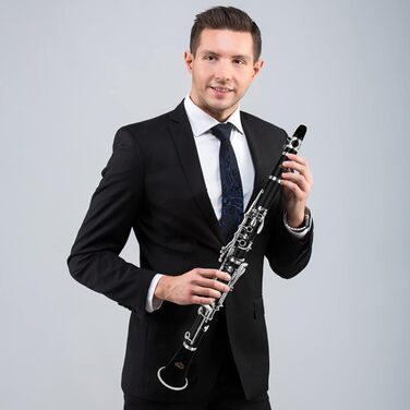 Кларинет Eastrock Bb Flat з 17 клавішами з нікелю, з 2 барiльцями, чохол, підставка, комплект догляду