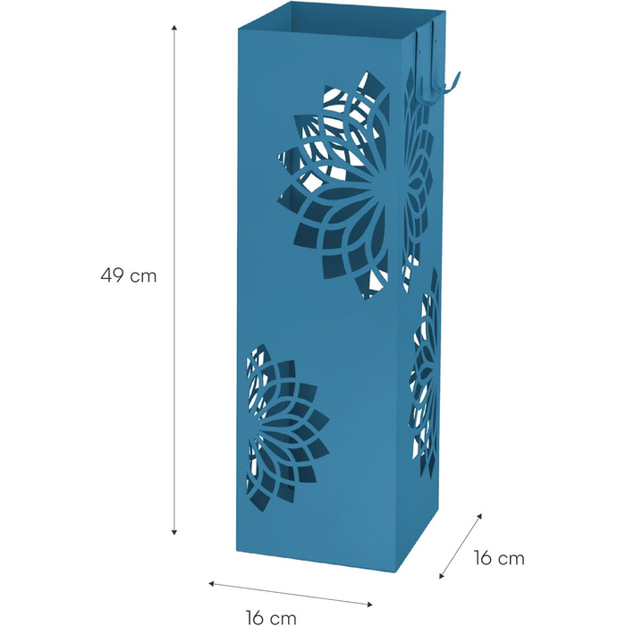 Стійка для парасольки Baroni Home з сучасним дизайном, металева з мандалою, 2 гачки та знімна підставка для збору води, 16 x 16 x 49 см, зелено-блакитна