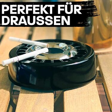 Переносний попільничка Praknu 3 Gluttöter для вулиці та дому: чорний, вітрозахисний, миється в посудомийній машині, стійкий до погодних умов