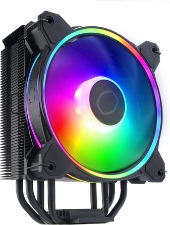Cooler Master Hyper 212 Halo: Кулер для CPU з RGB підсвічуванням, чорний, LGA1700 & AM5, 4 теплові трубки