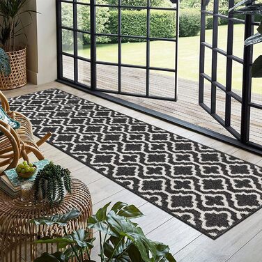 Придверний килимок SHACOS протибрудовий, протиковзкий, 60x240 см, чорний — для входу, коридору, тераси та саду, можна прати