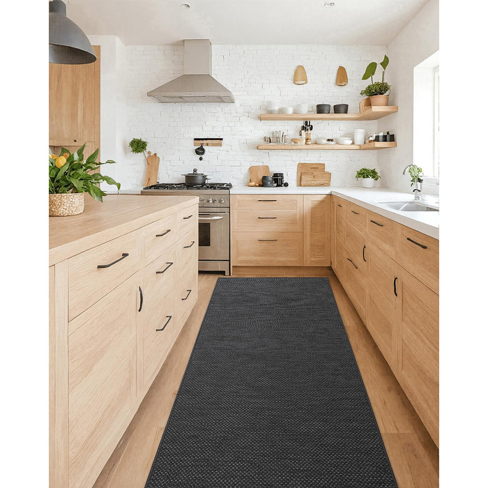 Килимок кухонний неслизький, 61x183 см, сірий, 4 мм, для кухні, перед пральною машиною, коридору