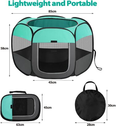 Клітка-забіг для цуценят та собак, переносний вольєр для собак, котів та дрібних тварин, вольєр для тварин, клітка для собак, вольєр для котів, клітка для дрібних тварин, вольєр для тварин, білий (85x85x58см)