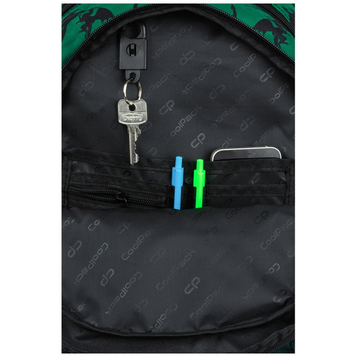 Багатовідсіковий шкільний рюкзак CoolPack, чорно-зелений, 26 л