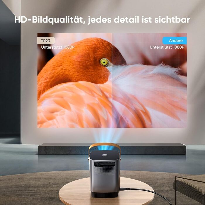 Портативний проєктор TOPTRO Mini Beamer - 18000 люмен, 1080P Full HD, WiFi6, Bluetooth, 4D/4P корекція трапеції, електрофокус, захист від пилу, 200 дюймів для TV Stick/Smartphone/HDMI/USB
