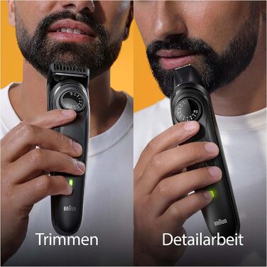 Триммер для бороди Braun Series 5 BT5525: професійний акумуляторний триммер з насадками, 40 налаштувань, водонепроникний, сірий