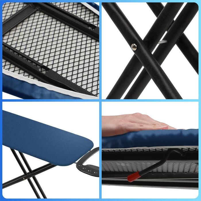 КADAX Прасувальна дошка, 120x38 см, складна, регульована висота, для прасування з парою, з антиковзними ніжками, з підкладкою з піною 8 мм (Темно-синій)