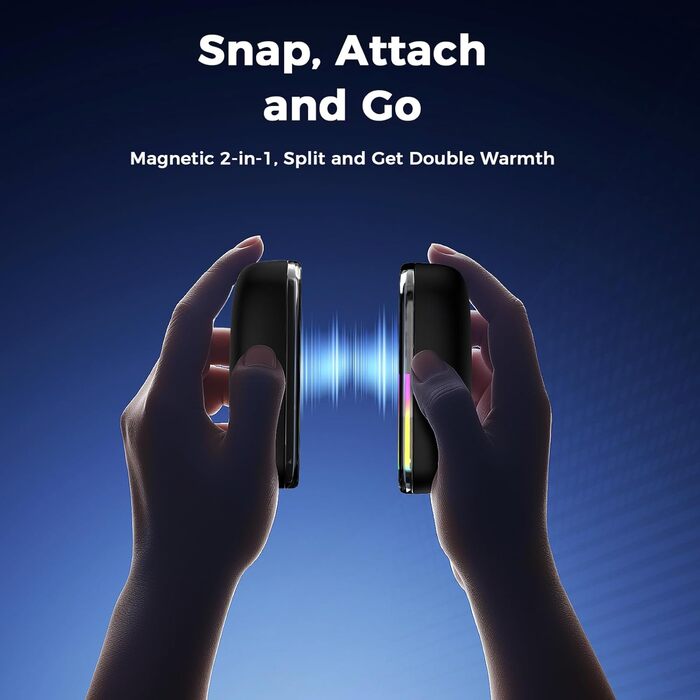 Електричні грілки для рук 2 шт. з RGB-підсвічуванням, 4 режими нагріву та цифровим дисплеєм, портативні міні-грілки для рук - подарунок для чоловіків та жінок