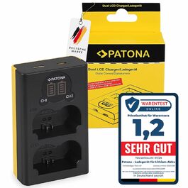 Зарядний пристрій Patona Dual LCD USB-C для акумуляторів Fujifilm NP-W235 (X-T4, X-T5, X-H2, X-H2S, X-S20, GFX-50S II, GFX-100S, GFX-100 II) – одночасний заряд двох акумуляторів, підтримка Powerbank