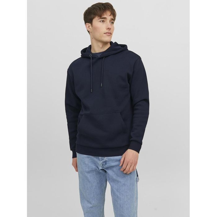 Чоловічий худі Jack & Jones однотонний з капюшоном, колір Navy Blazer