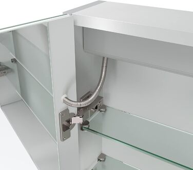 Дзеркальна шафа для ванної кімнати AQUABATOS з розеткою та підсвічуванням LED, 50x70 см. Шафа для ванної кімнати з дзеркалом, інфрачервоний датчик, регулювання яскравості, проти запотівання, холодне біле світло.