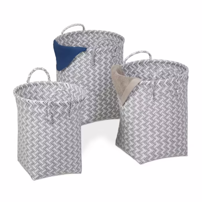 Relaxdays Woven Laundry Basket 3-Piece Set