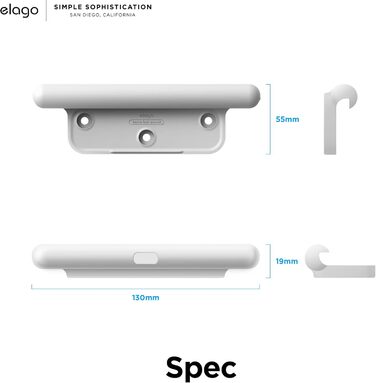 Тримач для планшета elago Home Hub Mount для Apple iPad, iPad Air/Pro, Samsung Galaxy Tab та інших планшетів, силіконовий, з кабелем-менеджментом (Білий)