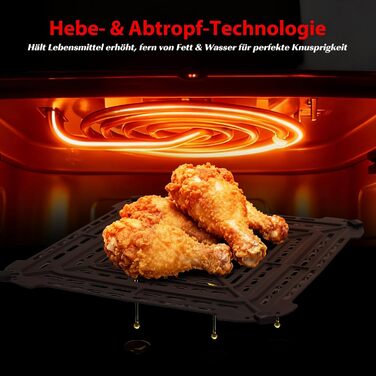 Аерофритюрниця Aigostar Pro Black: 7.45 л, XL, з оглядовим вікном, сенсорним екраном, 11 програм, подвійним нагріванням, функцією піци, металевий корпус