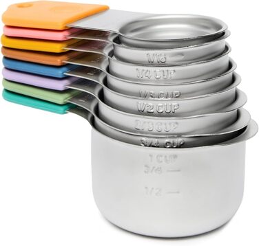 Набір мірних склянок Chef Pomodoro з нержавіючої сталі (8 шт.) – 30–240 мл – для кухні та випічки