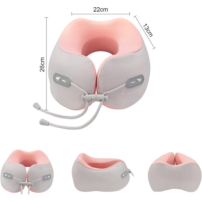 Подушка для шиї Rose з Memory Foam: зручна підтримка голови та шиї для подорожей (літак, авто, поїзд, офіс)