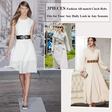 Жіночий еластичний пояс LEACOOLKEY 80 см (34-41 дюймів) - чорний, коричневий, бежевий