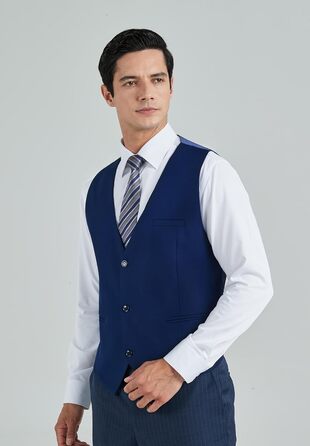 Костюмний жилет чоловічий HISDERN, темно-синій, бавовна, однотонний, V-подібний виріз, з кишенями, для вечірки, весілля, бізнесу