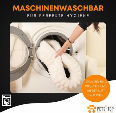 М'яке ліжко для кота з плюшу, кругле, біле, 60 см – зручний лежак для котів та маленьких собак