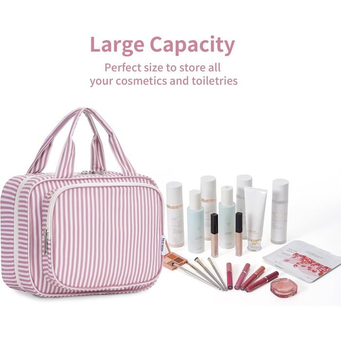 Narwey Косметичка для дівчаток з сіткою, велика, зелено-сіра, з смугами, модель Y