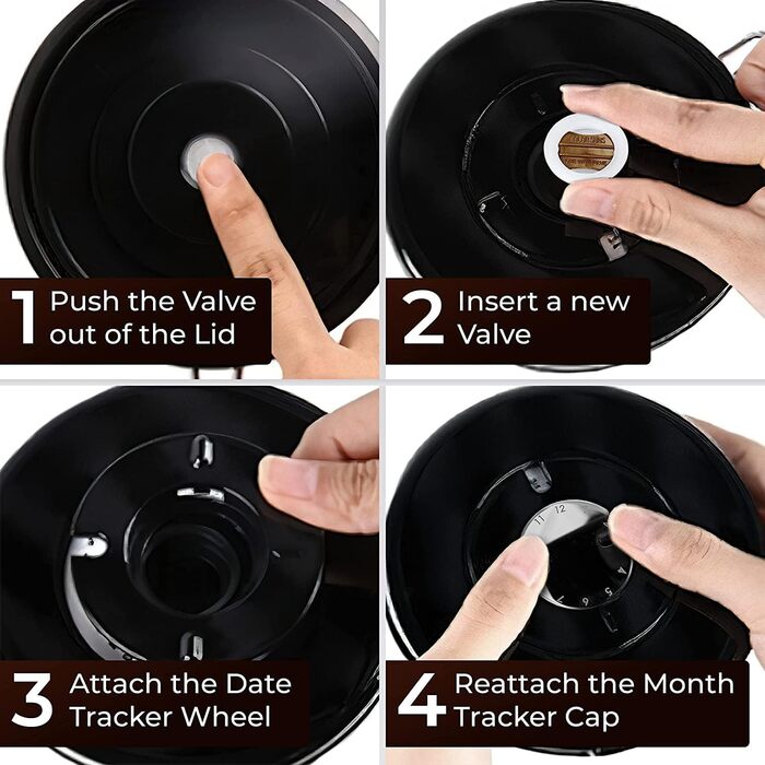 Контейнер для кави Royouzi з нержавіючої сталі, вакуумний, 1.8 л, з ложкою та індикатором свіжості, для кави, чаю, горіхів, какао. Зберігає свіжість надовго.