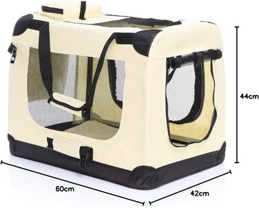 Складана переносна коробка для собак та котів Fudajo (50x35x35 см, 600x420x440 мм), бежева