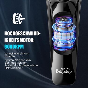 Електричний чоловічий бритва Brightup з тримером, IPX6, водонепроникний, USB-C, LED-дисплей, для подорожей, у кейсі
