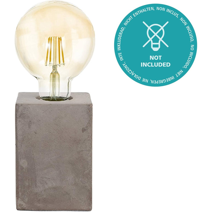 Настільна лампа EGLO Prestwick: вінтажний стиль, індустріальний дизайн, бетон, сірий колір, з вимикачем, патрон E27