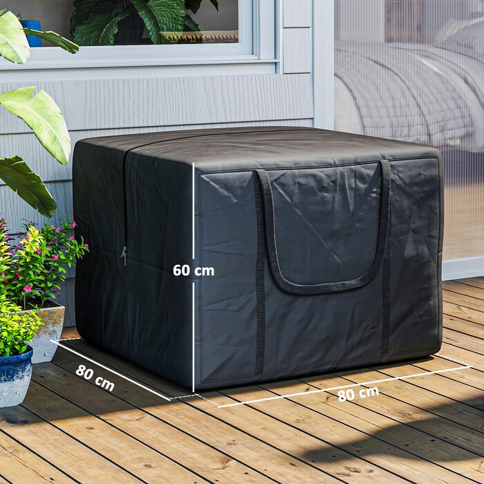 Сумка для зберігання Outsunny 600D Oxford, об'ємом 384 л, місткістю до 60 кг, з UV30+ захистом та водонепроникним покриттям, для кемпінгу та подорожей, 80 x 80 x 60 см, чорна | Aosom