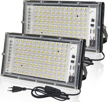 BOSITE LED прожектор для вулиці 100 Вт, 2 шт, холодне світло 6500K, 10000 Лм, IP65, водонепроникний світлодіодний ліхтар для двору, воріт, газону, гаража, стадіону, майданчика